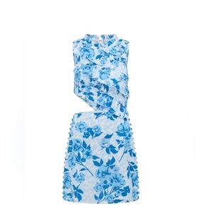 Sabo Luxe Cutout dress white and blue, size medium.